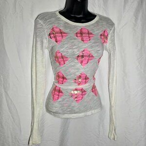 Vintage y2k emo grunge checkered plaid white long sleeve